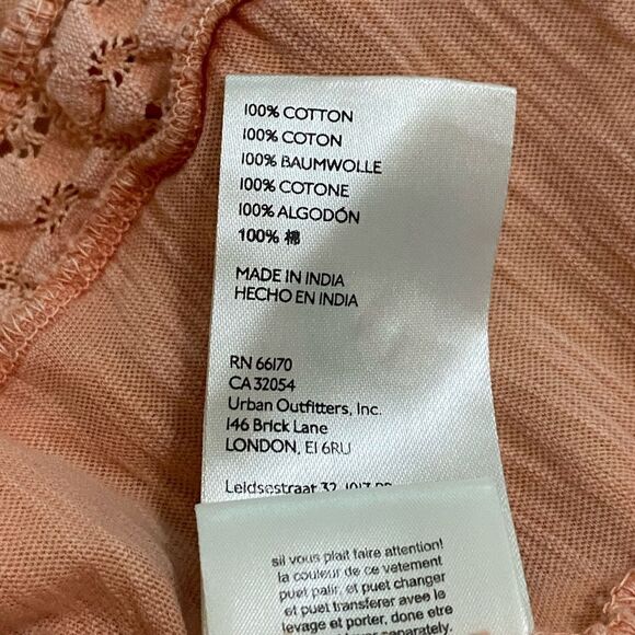 Free People Light Peach Orange Peasant Flutter Sleeve Size Small - Picture 9 of 9